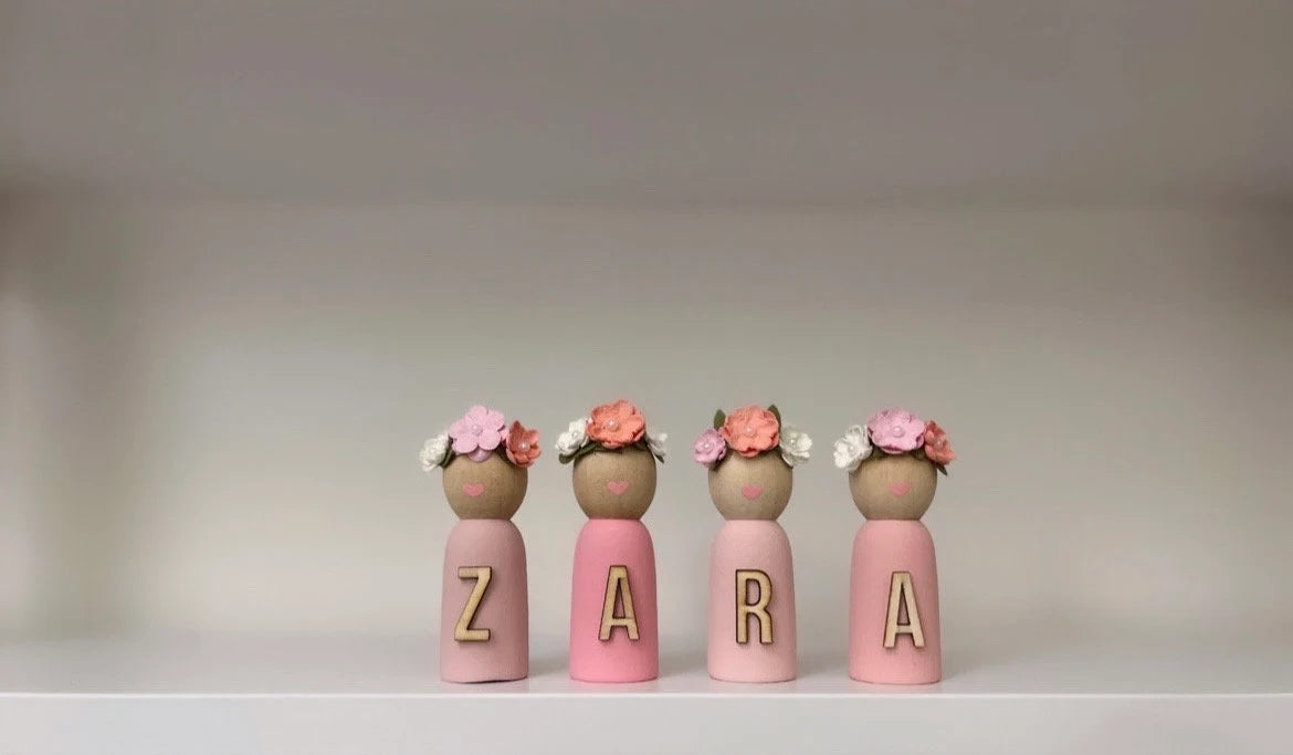 Personalised Peg Dolls | Shades of pink